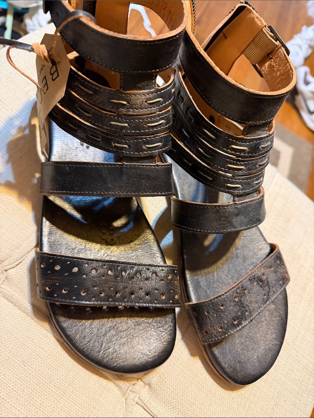 Bed Stu Black Strappy Gladiator Sandals